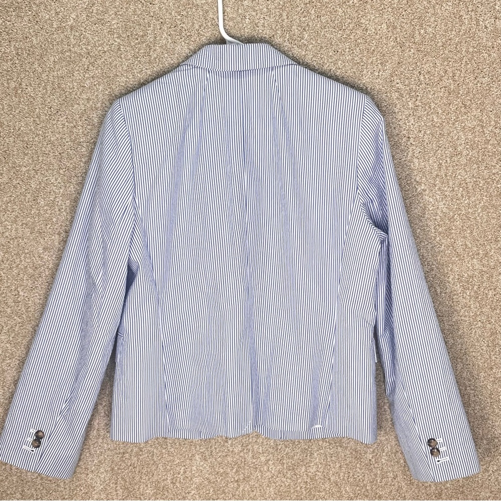 NWT J. Crew Factory cotton blazer notched lined blue white stripe blazer size 10 - Picture 2 of 12